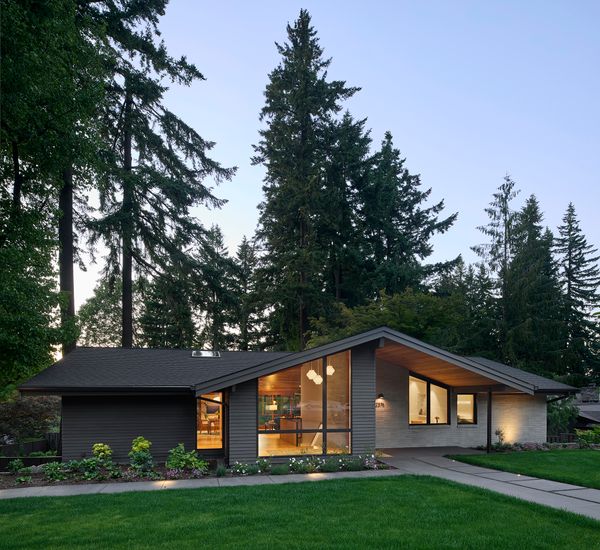 The T&G fine line exterior siding was stained a custom color.