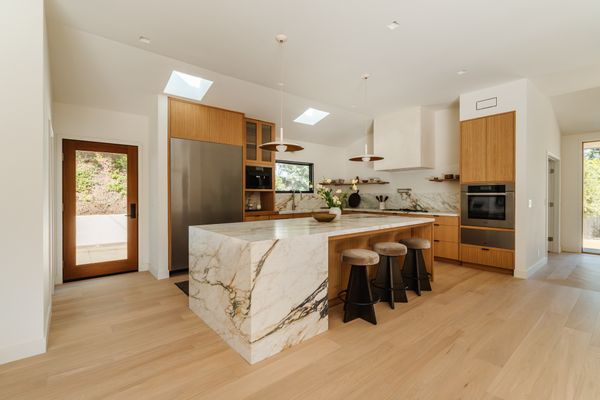 Both the floors and cabinetry are made from white oak.