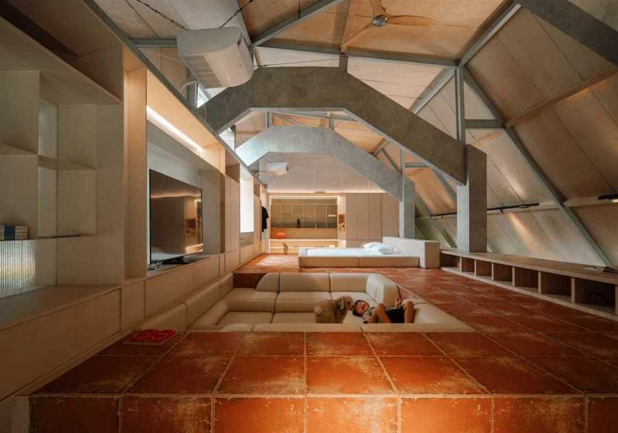 The Roof of This Indonesian Home Hides an Impressively Roomy Primary Suite
