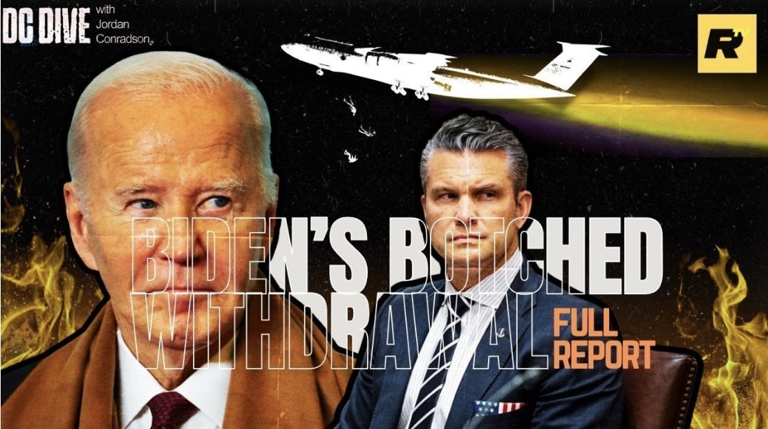 Image depicting a discussion on Biden's withdrawal strategy, featuring prominent figures with dramatic background elements, emphasizing the topic of a full report.