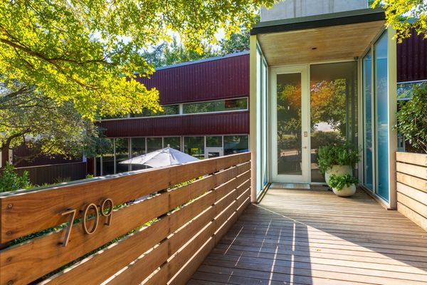 An entrance bridge leads the way into the home.