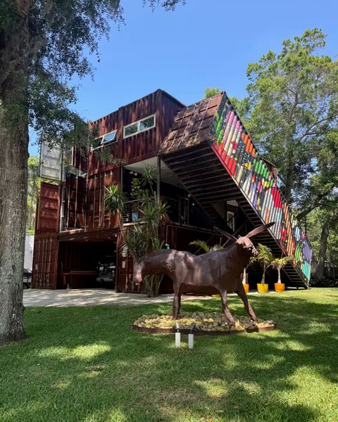 Rob DePiazza worked with architect Stephen Bender to build his shipping container house after his longtime home in St. Augustine, Florida, was damaged by a fallen tree during Hurricane Irma.