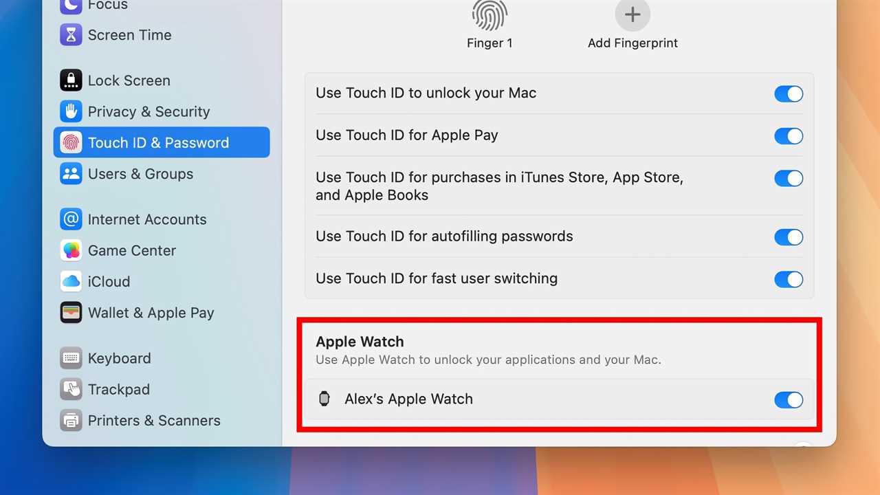 macOS Apple Watch unlock