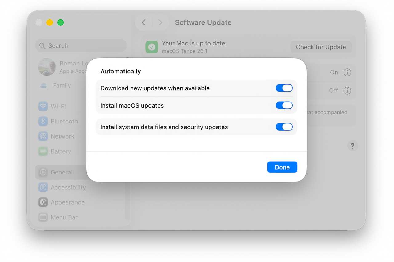 macOS Tahoe automatic Software Update
