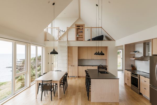 Birch cabinetry and Dekton countertops keep the kitchen minimal, which was a request from the owners to keep attention on the views.