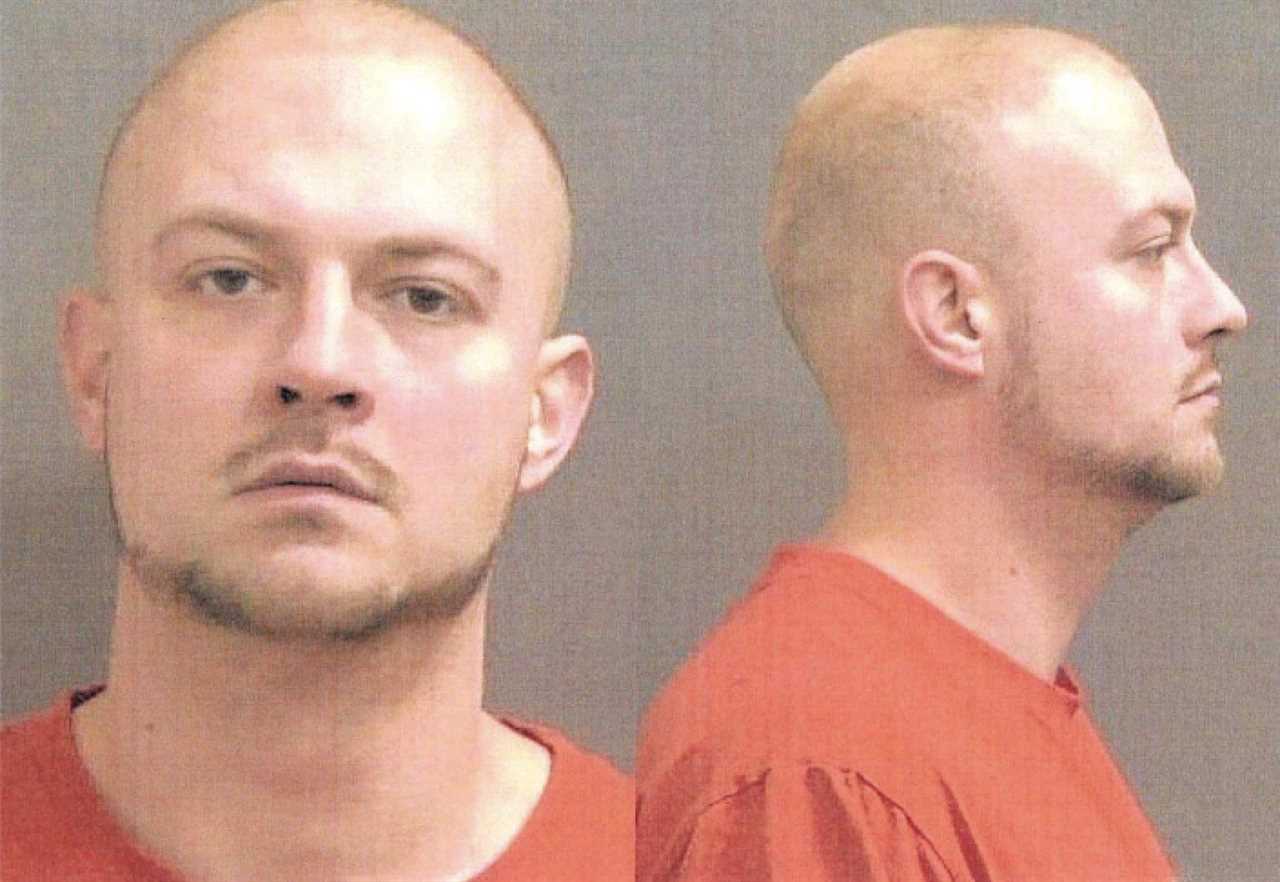 Mugshot of a male wearing an orange jumpsuit, showing front and side profiles against a neutral background.