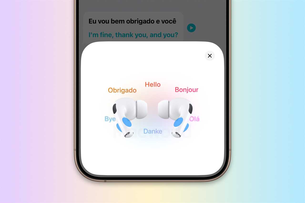 AirPods live translation pop-up on an iPhone