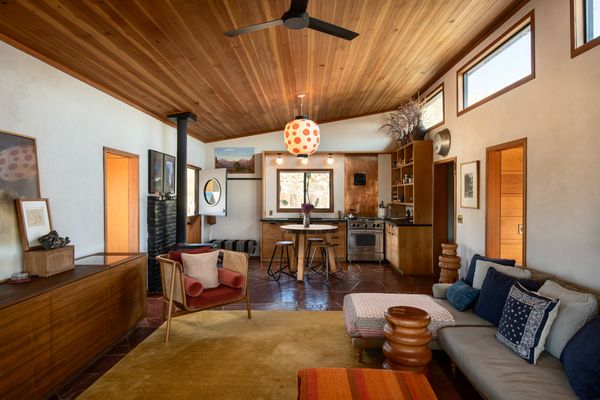 The original wood stove has survived the years and renovation process.