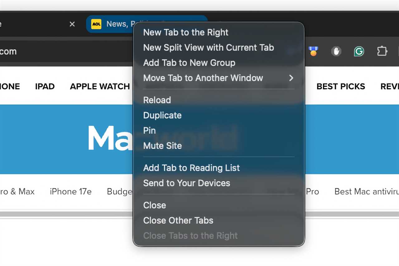 Chrome Mac New Split View with Current Tab