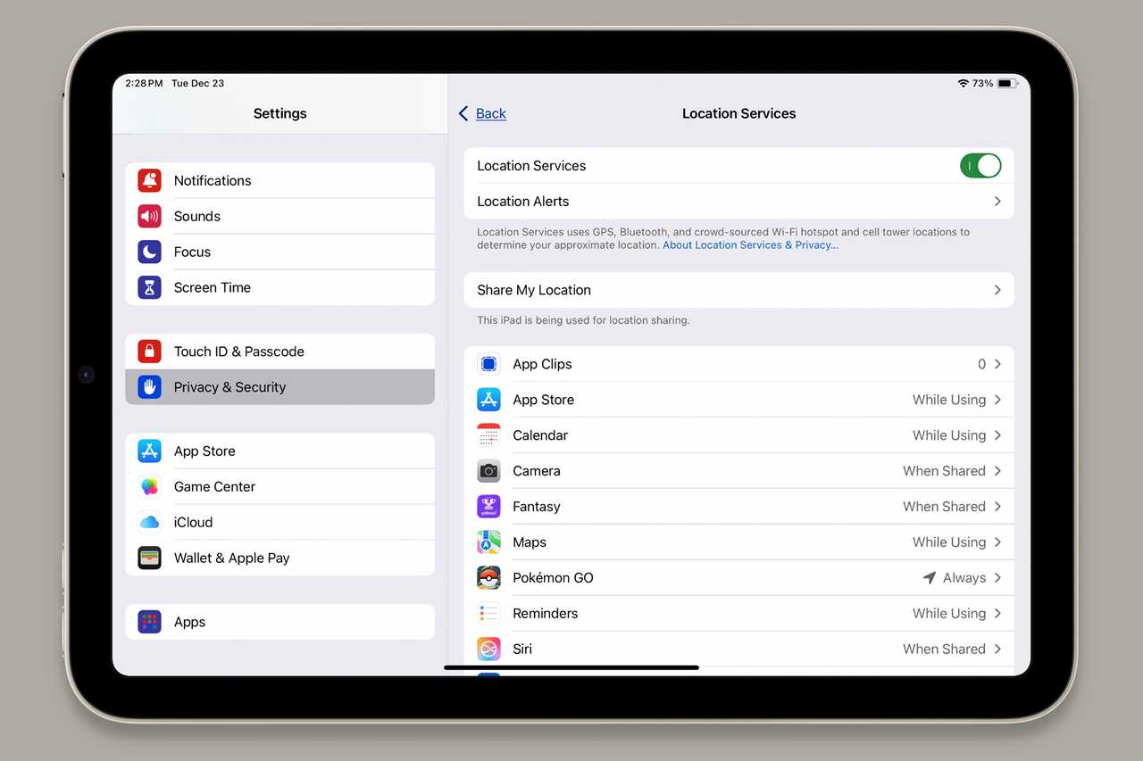iPadOS 26 Location Services