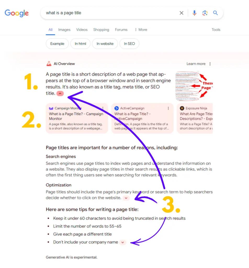 Example of Google’s AI Overview SERP feature appearing at the top of search results