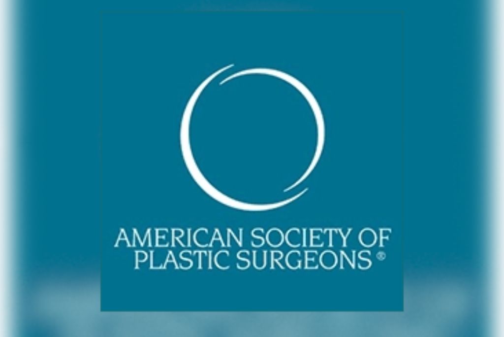 Logo of the American Society of Plastic Surgeons on a teal background, representing a professional organization in the field of plastic surgery.