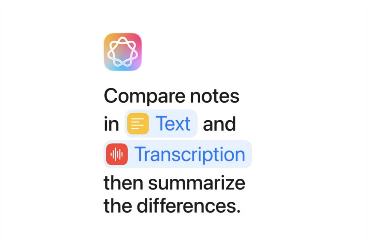 AI actions in Shortcuts app