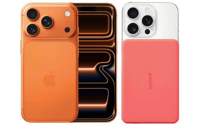 Apple Cosmic Orange iPhone 17 Pro and Anker Coral Power Bank
