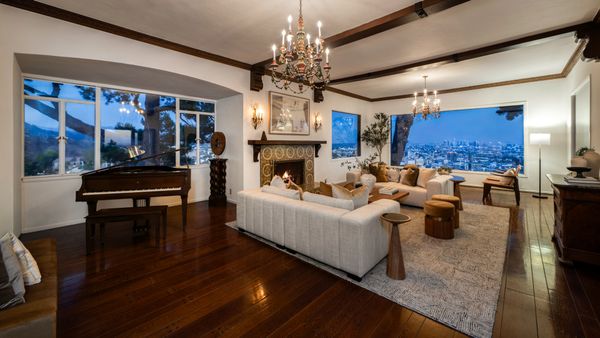Perched in the hills, the home's views span from downtown LA to the ocean.