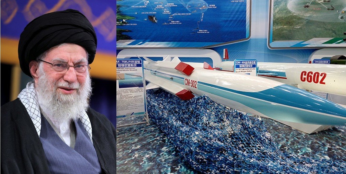 Image of a political leader alongside advanced missile models displayed at a military exhibition, highlighting defense technology and military advancements.