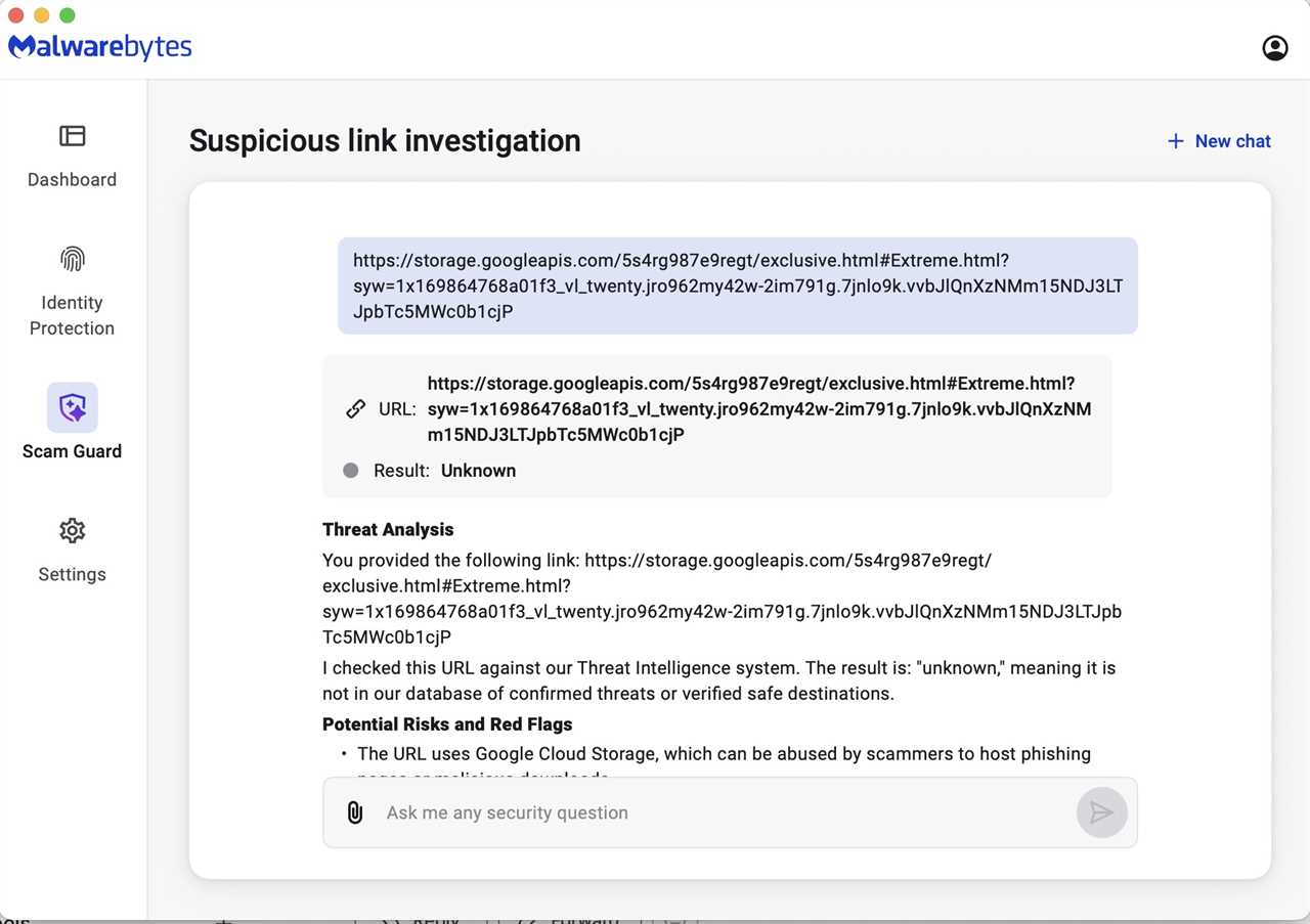 Suspicious link Malwarebytes