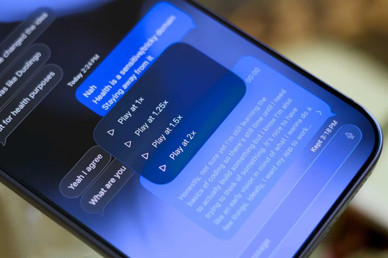 iMessage voice memo playback speeds and transcript