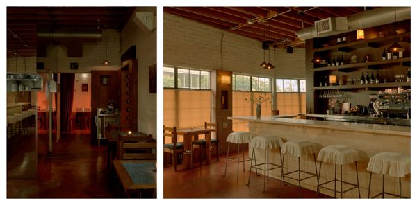 The interiors of Café Tondo in Los Angeles, California were designed by Aunt Studio and Mouthwash Studios.