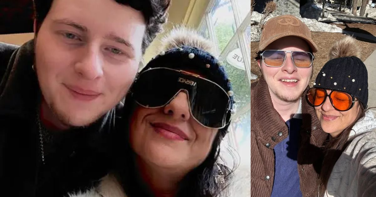 Two friends posing for selfies, wearing stylish sunglasses and winter hats, showcasing a fun and cheerful atmosphere.