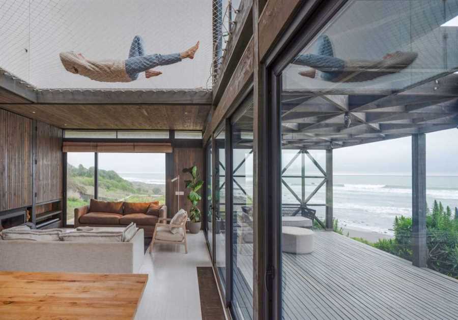 Even the Loft-Level Netting Has Water Views at This Chilean Beach House