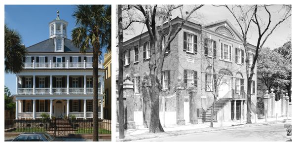 The William Blacklock House at 18 Bull Street (left) was one precent home the group used as a reference. The Colonel John Ashe House at 32 South Battery Street (right) was another.