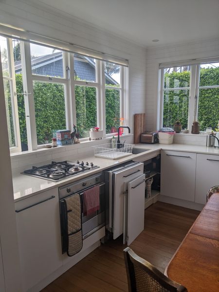 Before: The previous kitchen had little relationship to the house’s original character, despite the surrounding rooms retaining their matai floorboards and timber doors.