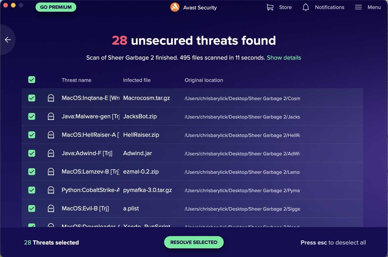 AvastFree Threats found