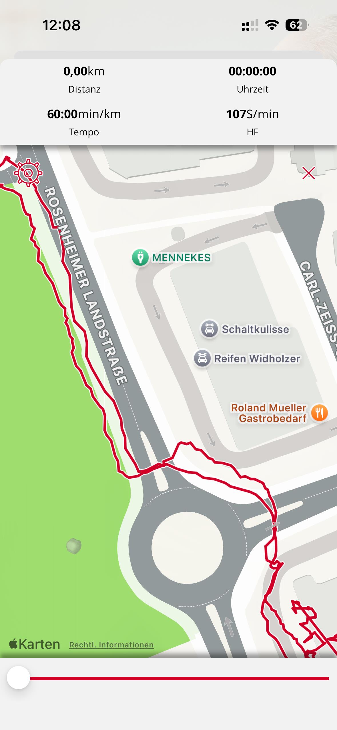 Route gemessen mit dem GPS-Modul des iPhone 15