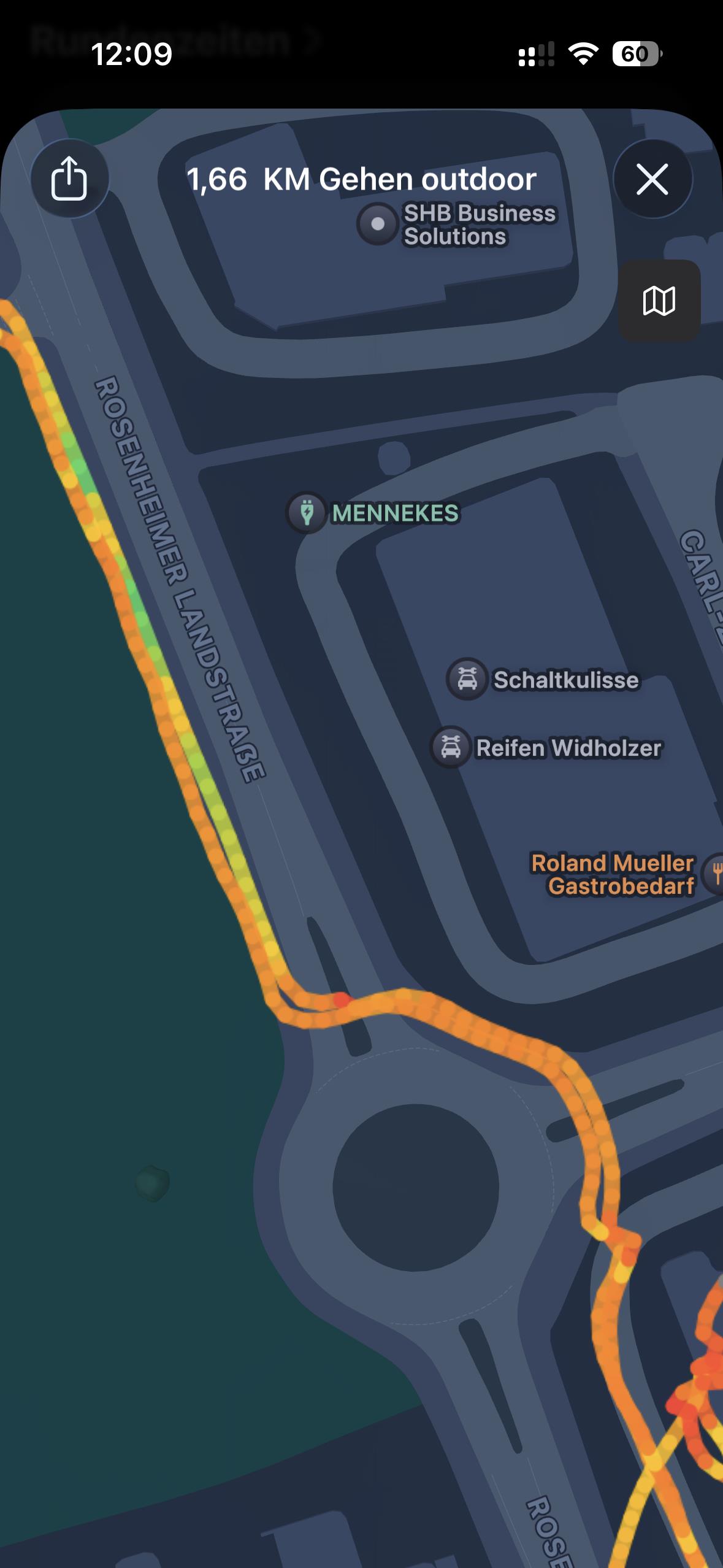 Route gemessen mit dem GPS-Modul der Apple Watch Ultra 3