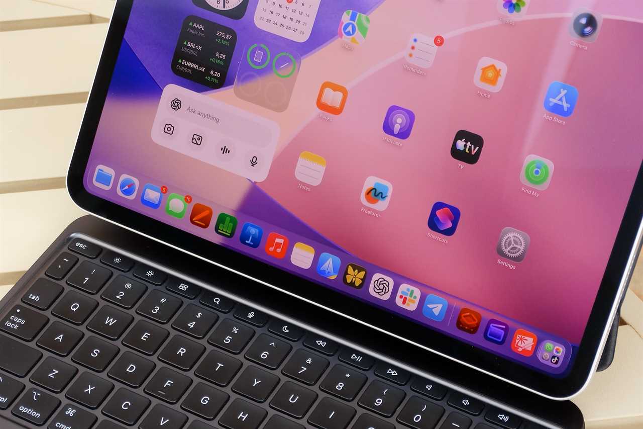 iPadOS on an iPad attached to a Magic Keyboard