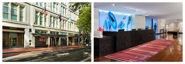 The interiors of The Nines offer a contrast to its more classic facade.