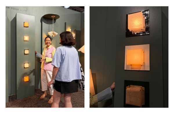 Designer Virginia Sin was inspired by the work of artist James Turrell when creating her new lighting collection, Field. With shades made from parchment, cork veneer, and other materials, the sconces completely transform when flicked on.