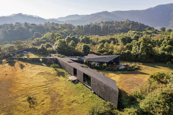 Pools Line the Entrance to This Monolithic Home in Valle de Bravo