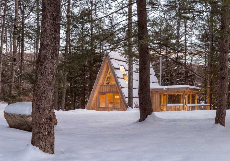 Their Tiny A-Frame Cabin Is Made of Timber Sourced On-Site