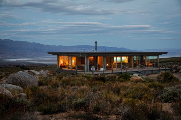A 20-panel solar array helps power the home.