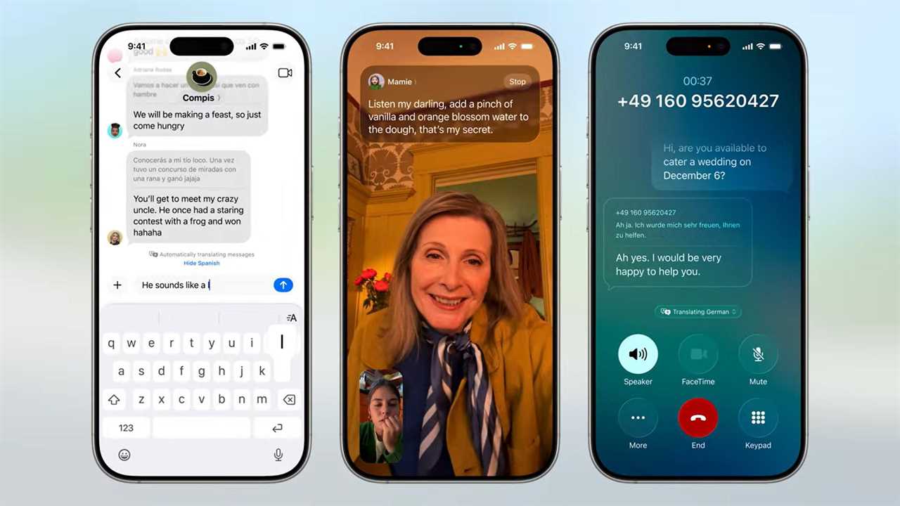 Apple Live Translation feature across Messages and Phone