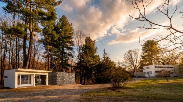The Gropius House in Massachusetts recently ran a design contest for a new bathroom adjacent to the visitors center. Architectural designer Isabel Strauss won with a concept for a fieldstone structure, and construction can begin once funding is secured.
