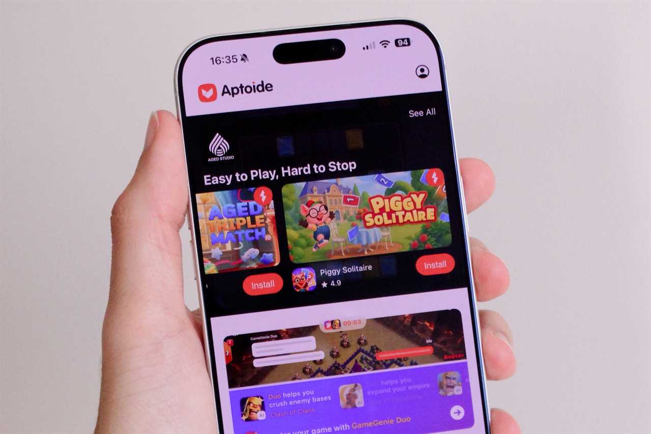 Apptoide alternative app marketplace on an iPhone 17 Pro Max