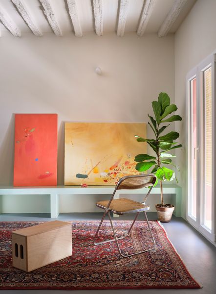 The Yellow Steel Prop in This Stripped-Back Madrid Townhome Made Us Do a Double Take
