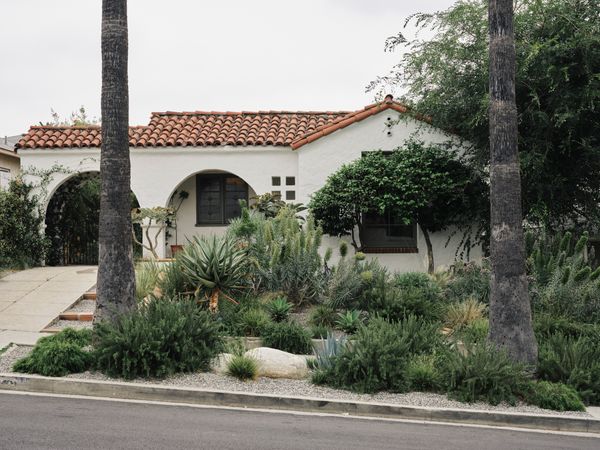The new landscaping is simple and drought-tolerant, a must for dry Los Angeles weather.