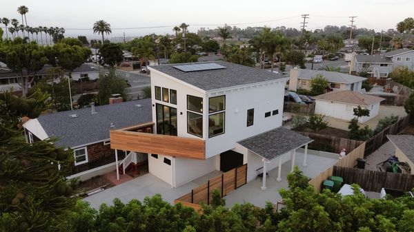 The red balau deck brings a natural element to the exterior, while complementing the existing house on the property. "I knew from the get-go that we weren’t going to be able to put fancy finishes like vertical siding on the outside—that drives up the price pretty fast,