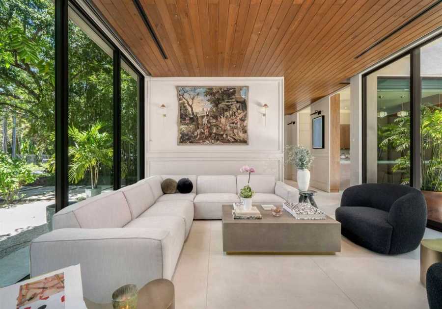 The Living Room Flows into Palms in This $5.5M Miami Home