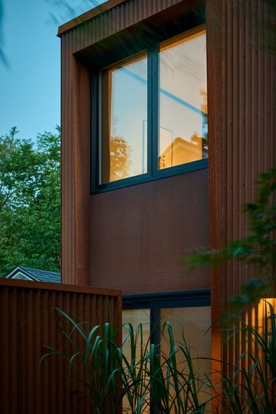 The Corten exterior will continue developing its rusted patina over time, requiring no maintenance.