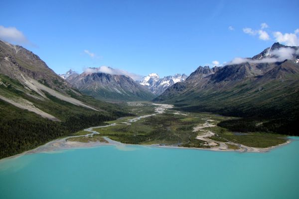 An aerial view of Upper Twin Lake.
