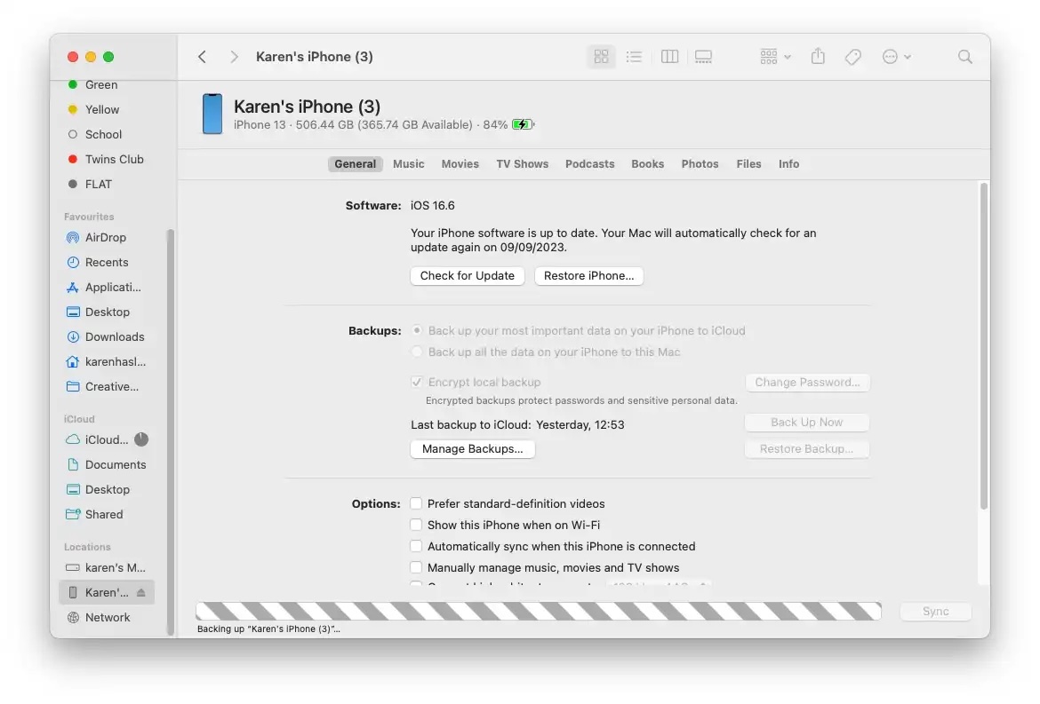 Backup iPhone to Mac