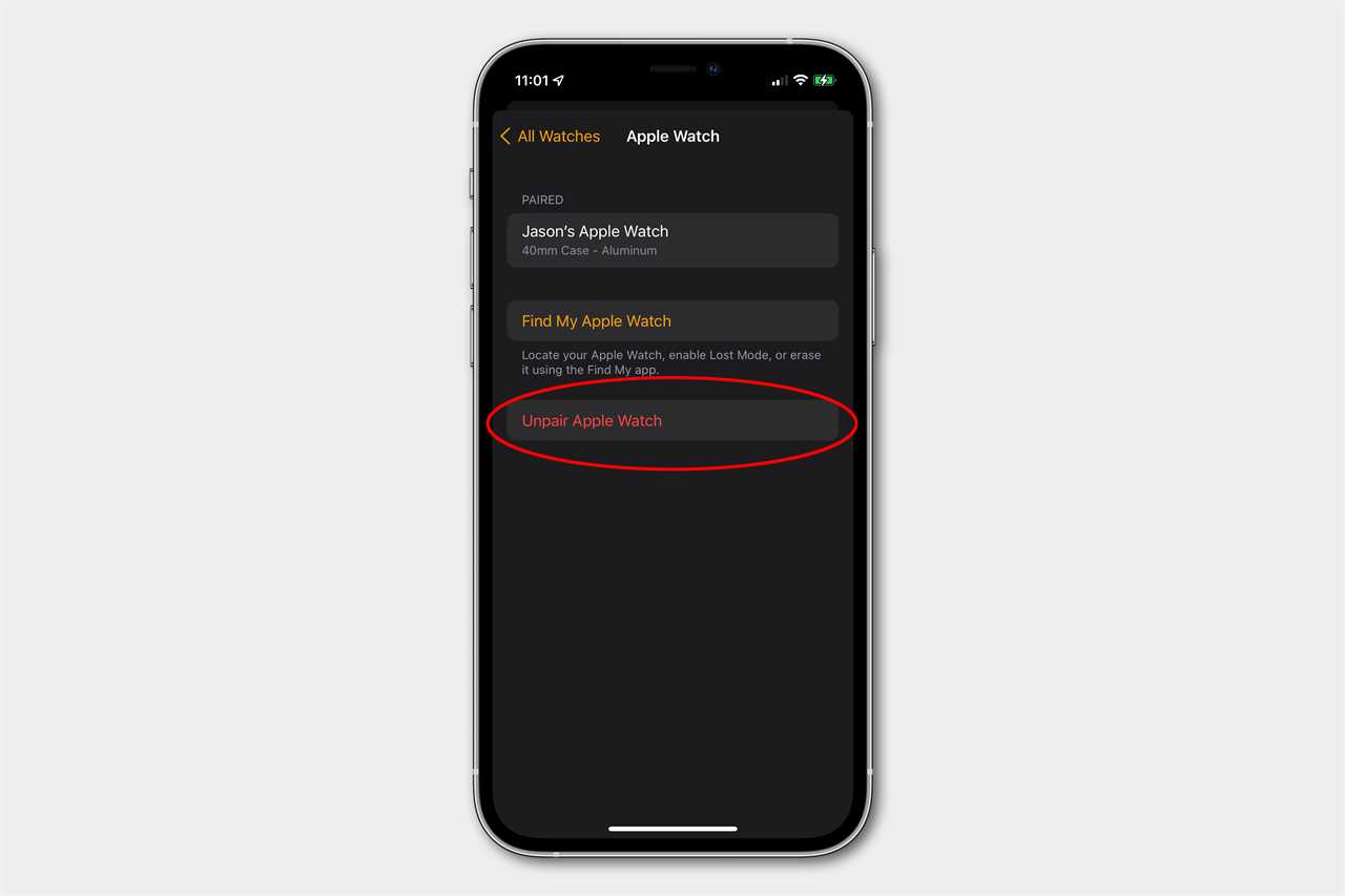 apple watch unpair