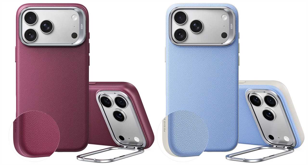ESR iPhone 18 Pro Max Atelier Case – Vegan leather, zinc-alloy stand