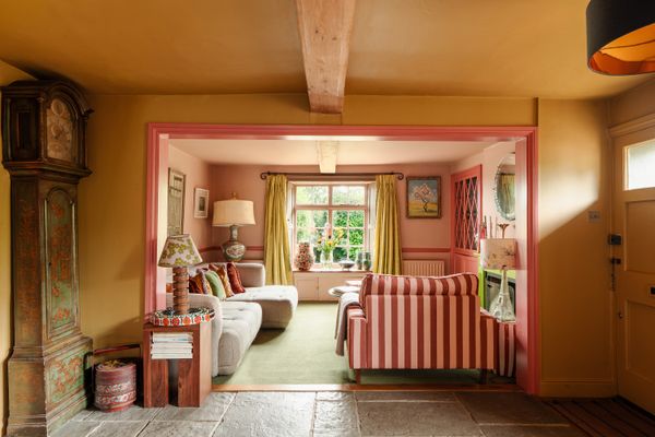 Peach, Ochre, and Neon-Green Paints Punch Up This £935K Cottage in Somerset
