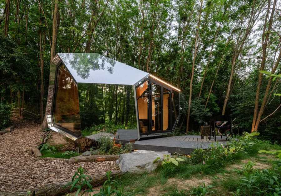 A Sauna Fits Inside This Spaceship-Like $85K Tiny Cabin